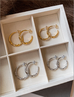 999 pure silver gold and silver color ear hoop earrings - high-end and luxurious ear accessories