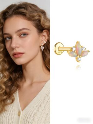 Flat Back Stylish 925 Silver Ear Jewelry forSensitive Ears