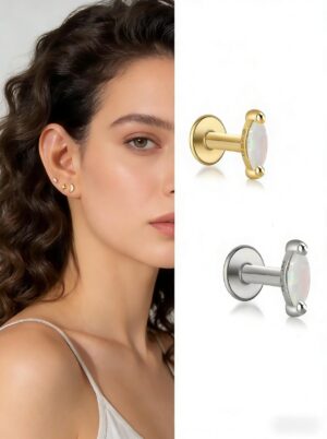 Flat Back Gorgeous 925 Silver Earrings stud :Hypoallergenic & opulent