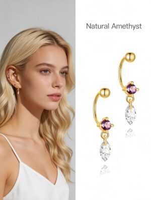 Hypoallergenic Turquoise Hoop Earrings - 925 Sterling Silver