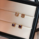 downloaded-image (21) 999 Sterling Silver Super Sparkling Zircon Yellow and Purple Stud Earrings-High-End, Subtle Luxury Style