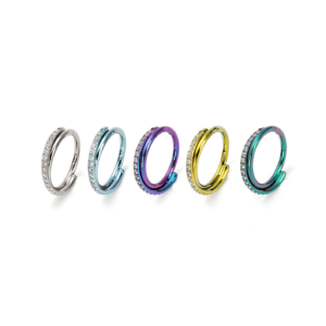 F136 Medical Titanium Alloy Zirconia Earrings, Ear Bone Rings, Ear Loops