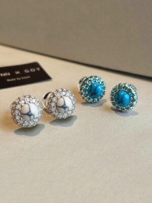 New design 999 Sterling Silver Turquoise Stud Earrings for Women - Luxurious and Elegant Style, Unique Earrings