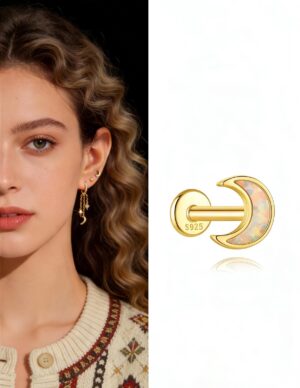 downloaded-image (2) Gentle Opal Moon Cartilage Earring, Flat Back Hypoallergenic 925 Sterling Silver Minimalist Chic