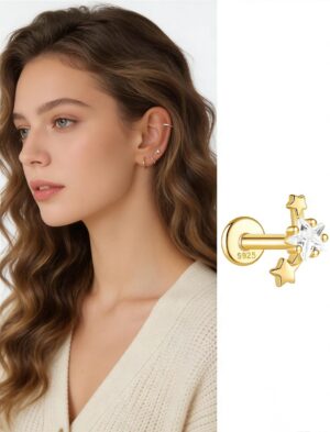 Shining Star 925 Silver Anti-Allergy Flat Back Stud Earrings