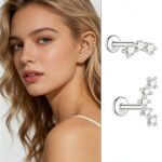 Hypoallergenic Flat Back 925 Sterling Silver Moissanite Huggie Earrings, Dainty & Versatile for Daily Wear