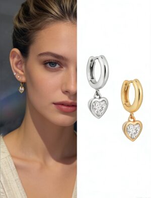 Hypoallergenic 925 Sterling Silver Heart-shaped Drop Earrings Delicateand Compact