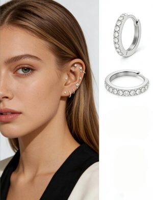 Minimalist Luxury! Moissanite 925 Sterling Silver Hypoallergenic Clicker Hypoallergenic Earrings