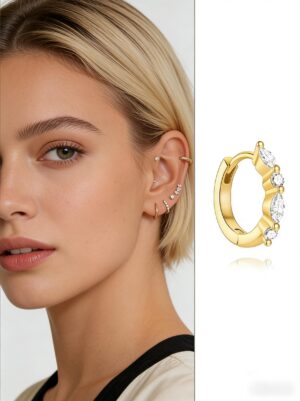 Hypoallergenic 925 Sterling Silver Hoop Earrings with Sparkling Zirconia